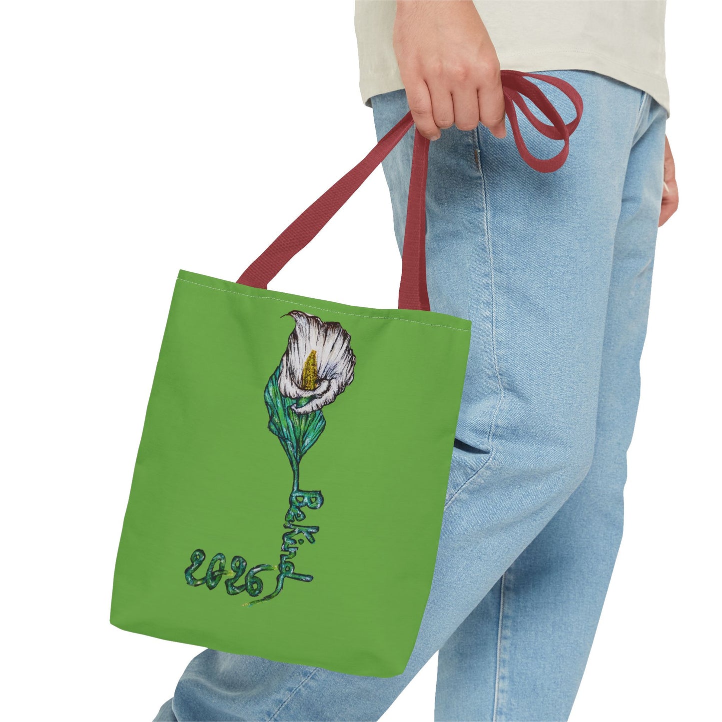 Floral Green Tote Bag - Unique Art Design for Everyday Use