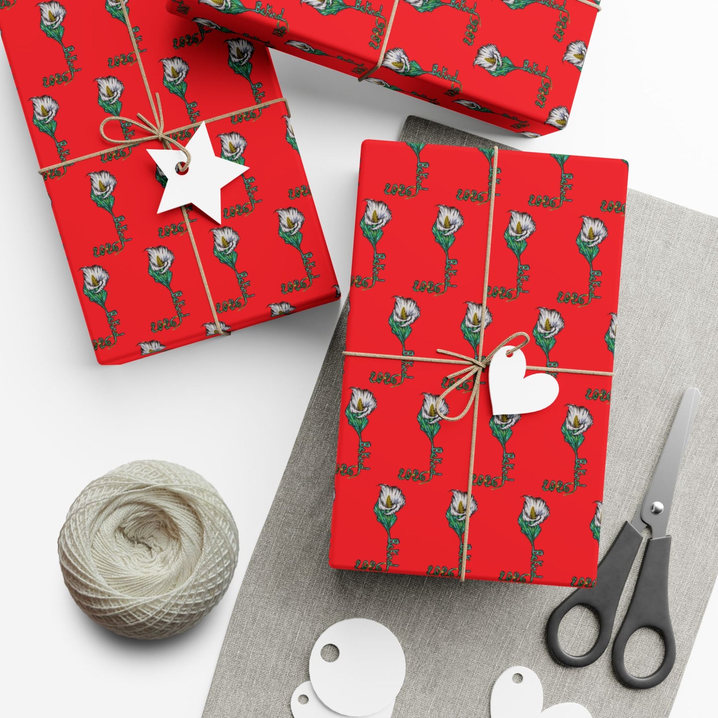 Festive Gift Wrap Paper - Red Rose Design for Holidays and Occasions