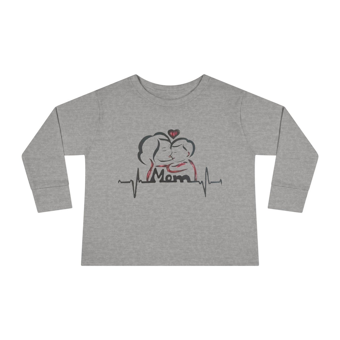 Mommy's Little Heartbeat Toddler Long Sleeve Tee, Cute Kids Shirt, Gifts for Moms, Family Matching Outfit, Baby Shower Gift, Everyday Wear
