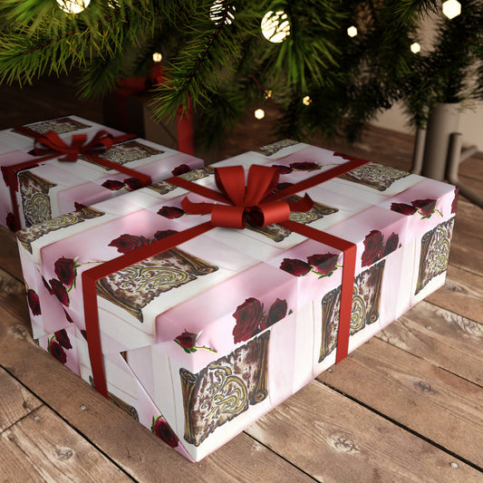 Romantic Rose & Gift Box Wrapping Paper Sheet