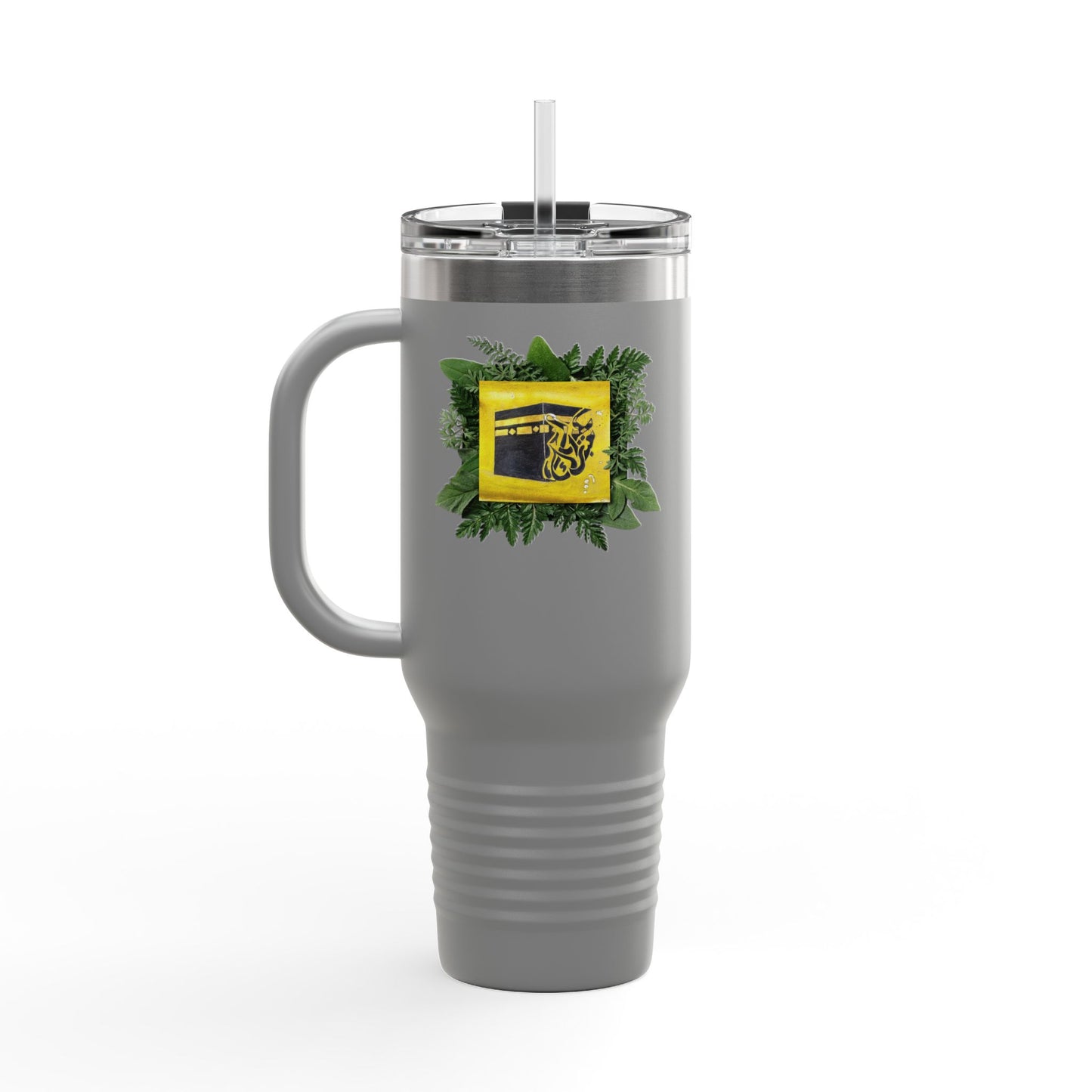 40oz Insulated Travel Mug — Tropical Hibiscus Floral Logo Design