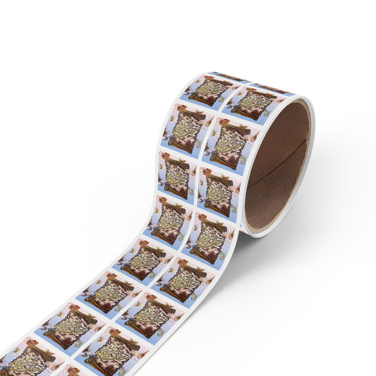 Square Sticker Roll — Floral Scroll Arabic Calligraphy Labels (Pack)