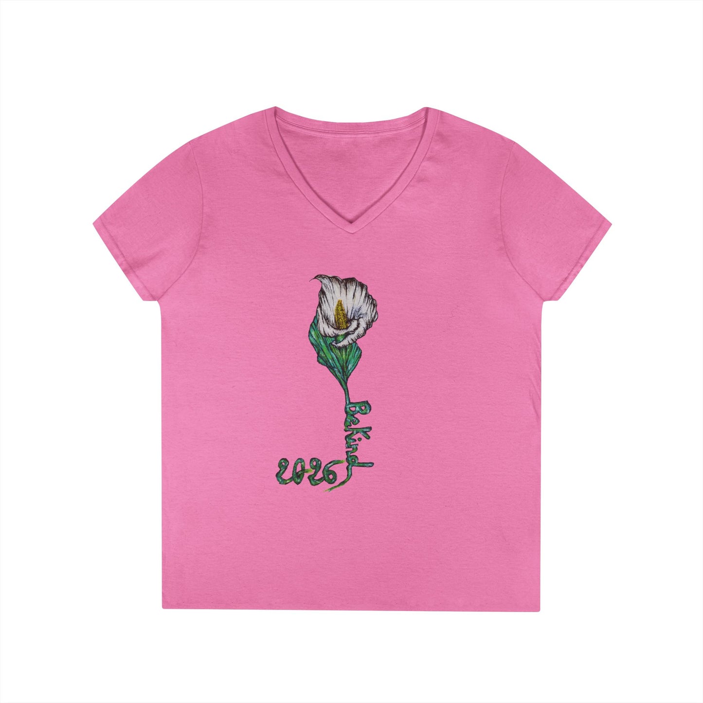 Floral V-Neck T-Shirt for Women - Nature-Inspired Design