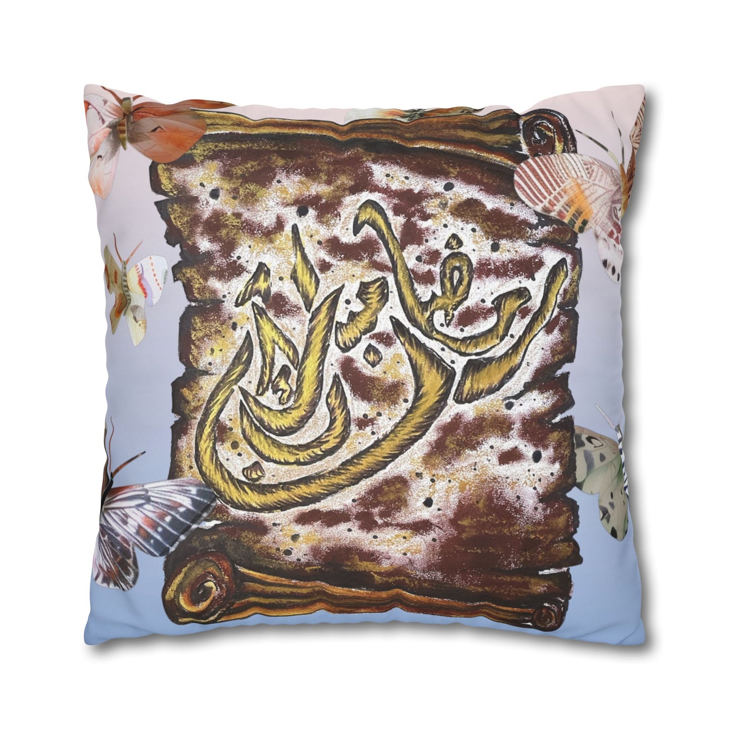 Arabic Calligraphy Scroll Decorative Pillow - Square Canvas Pillowcase