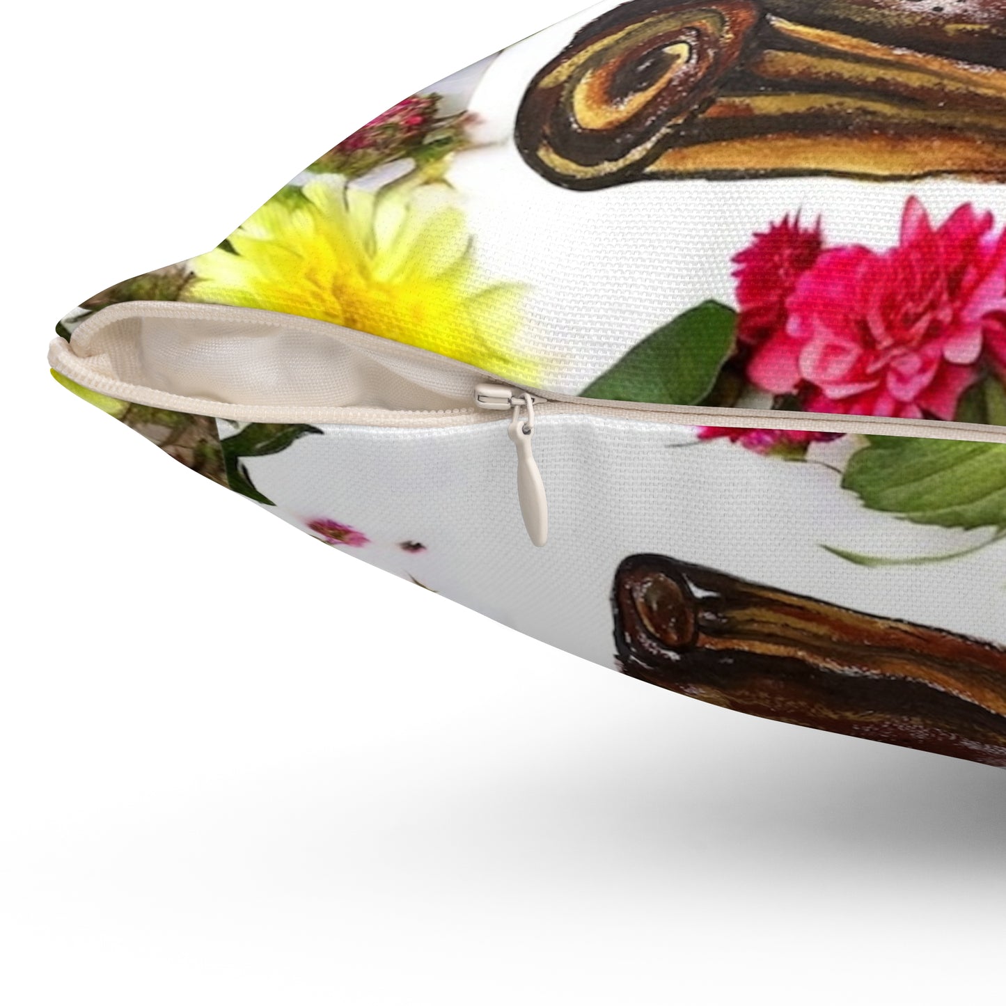 Arabic Calligraphy Floral Square Pillow — Decorative Home Accent