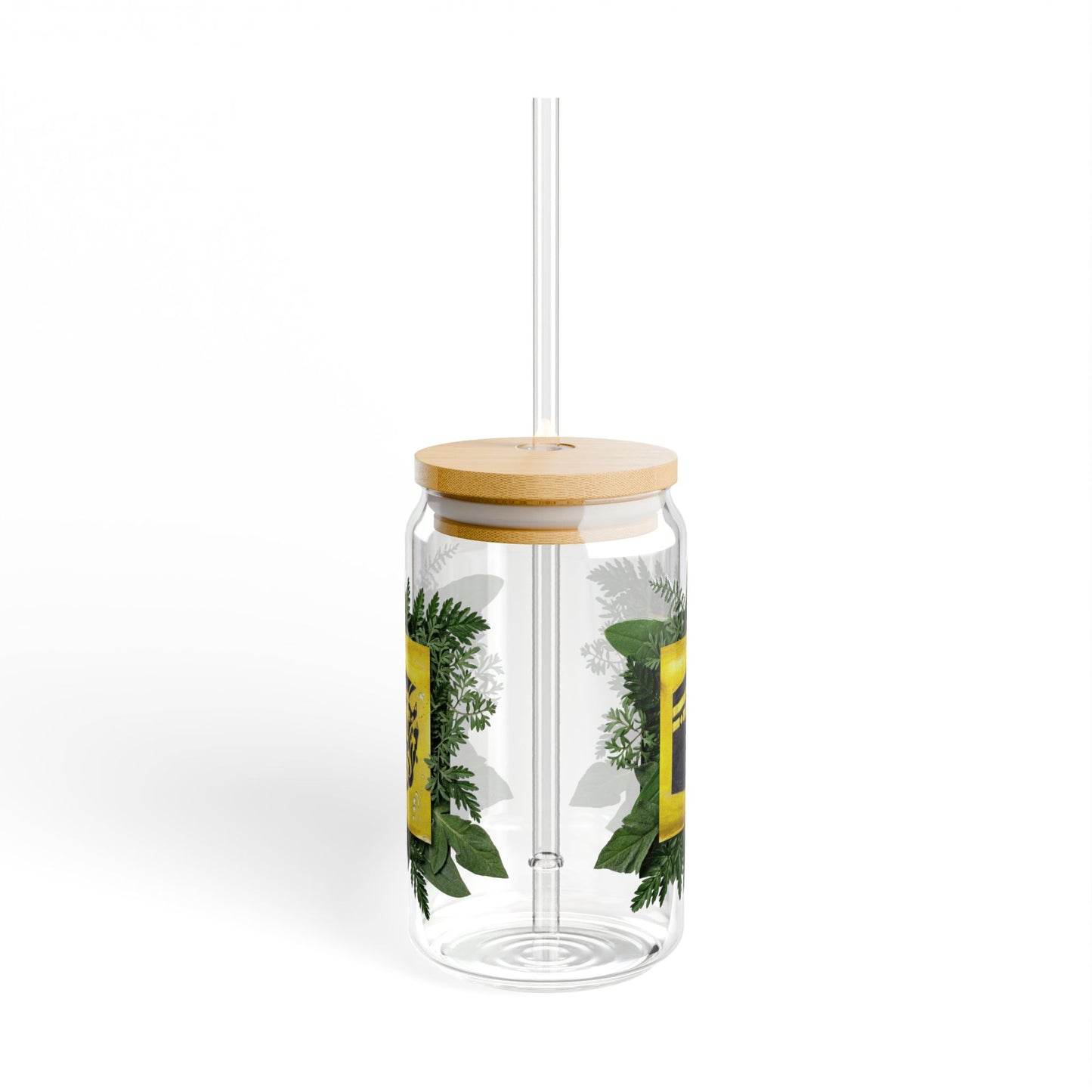 16oz Sipper Glass with Tropical Botanical Design