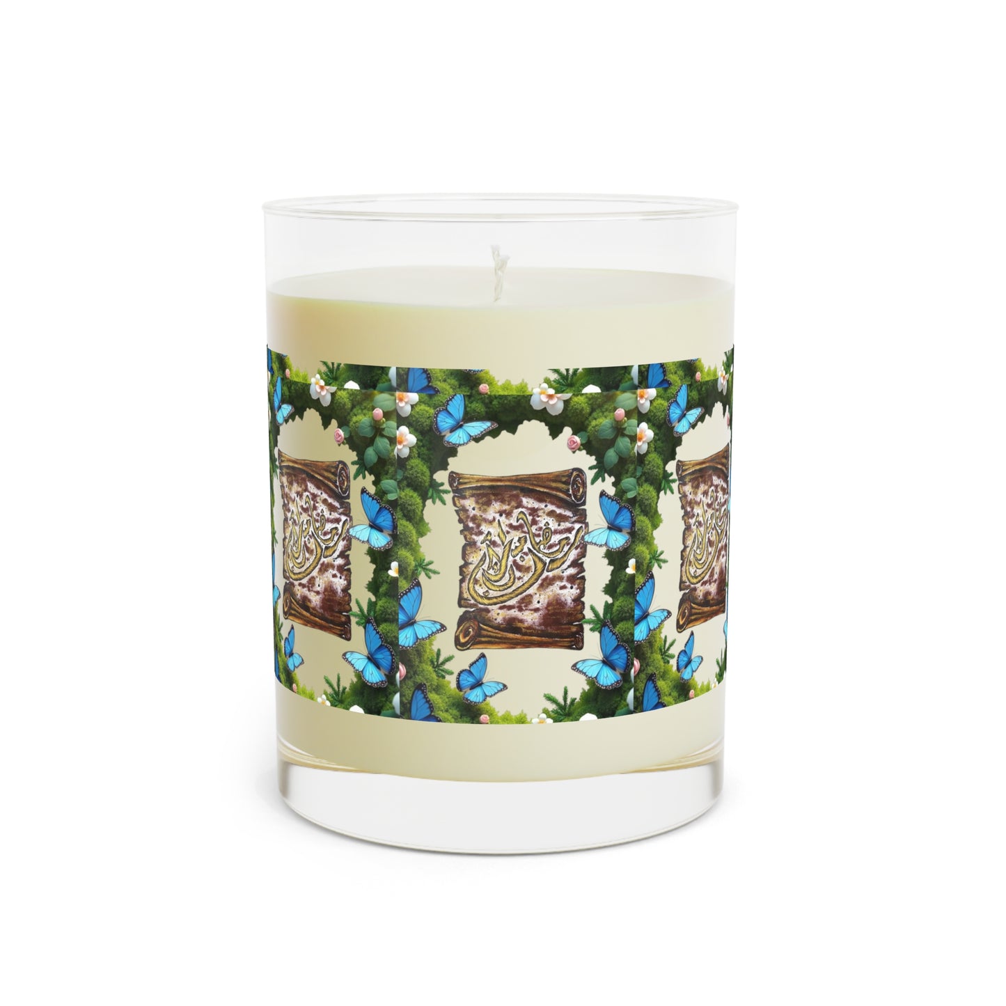 11oz Decorative Scented Candle — Floral Vines & Blue Butterflies