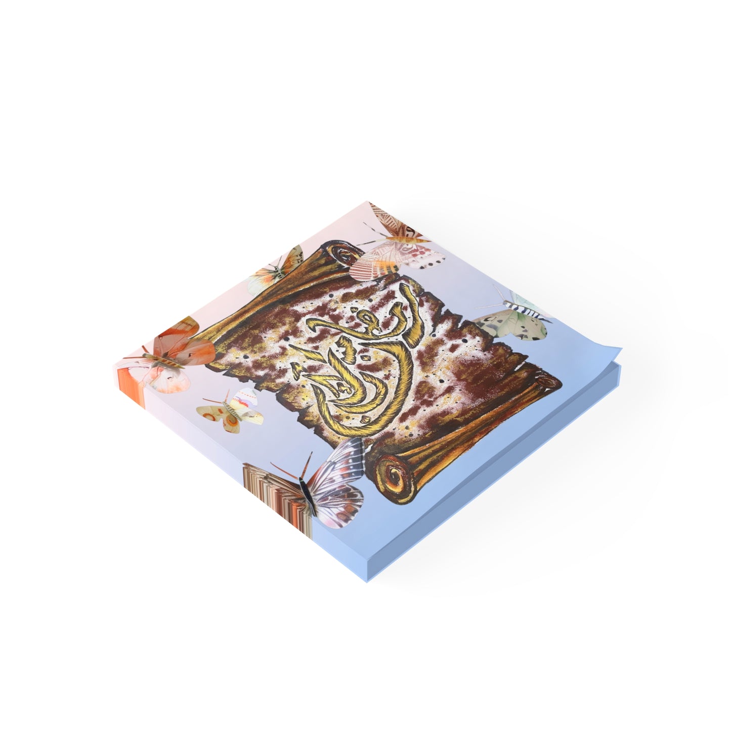 Floral Scroll Post-it Note Pad with Arabic Calligraphy — Decorative Sticky Notes