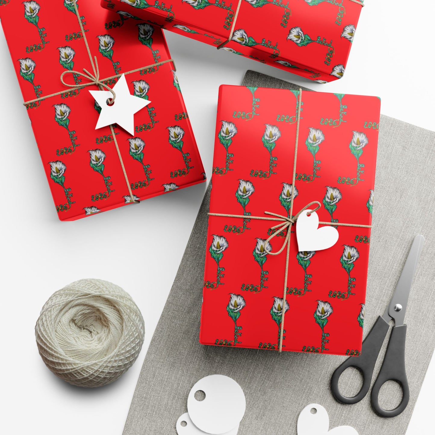 Festive Gift Wrap Paper - Red Rose Design for Holidays and Occasions