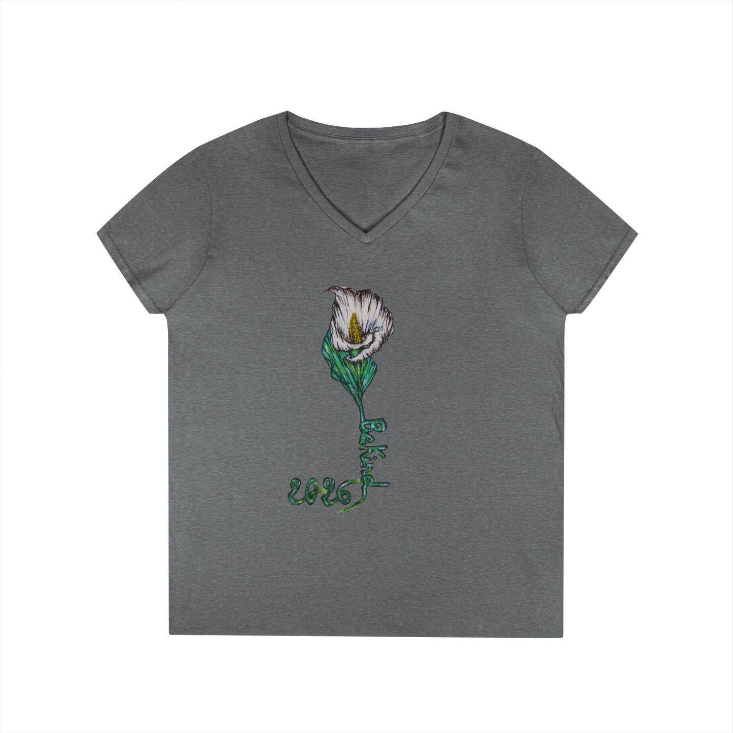 Floral V-Neck T-Shirt for Women - Nature-Inspired Design