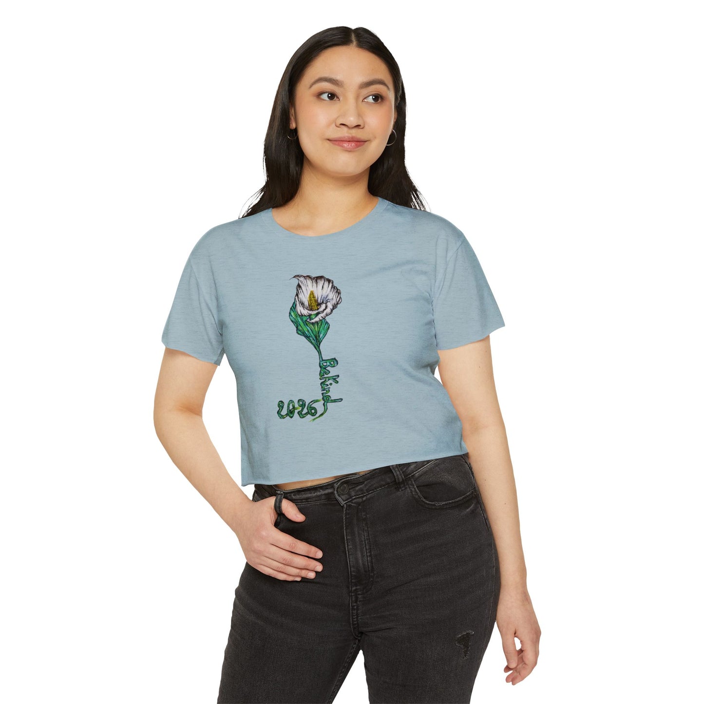 Women's Flower Graphic Crop Top - Perfect for Festivals