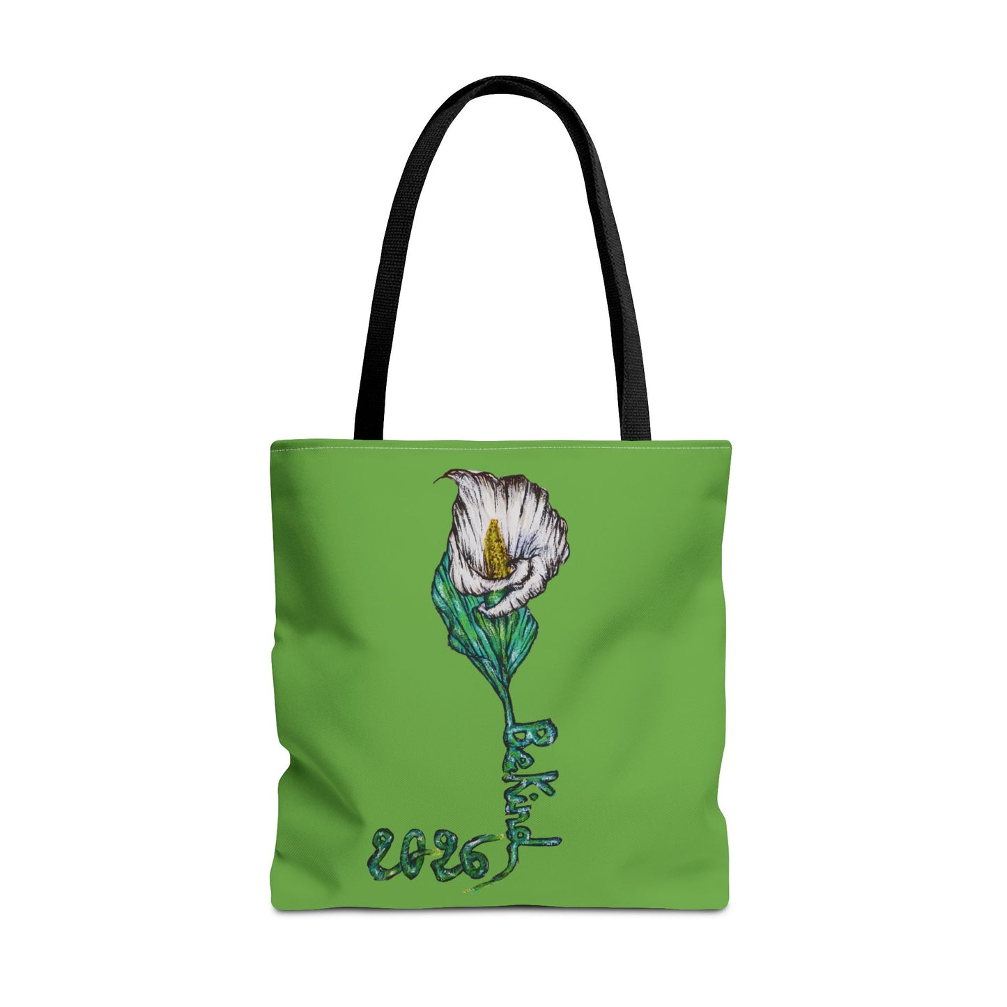Floral Green Tote Bag - Unique Art Design for Everyday Use