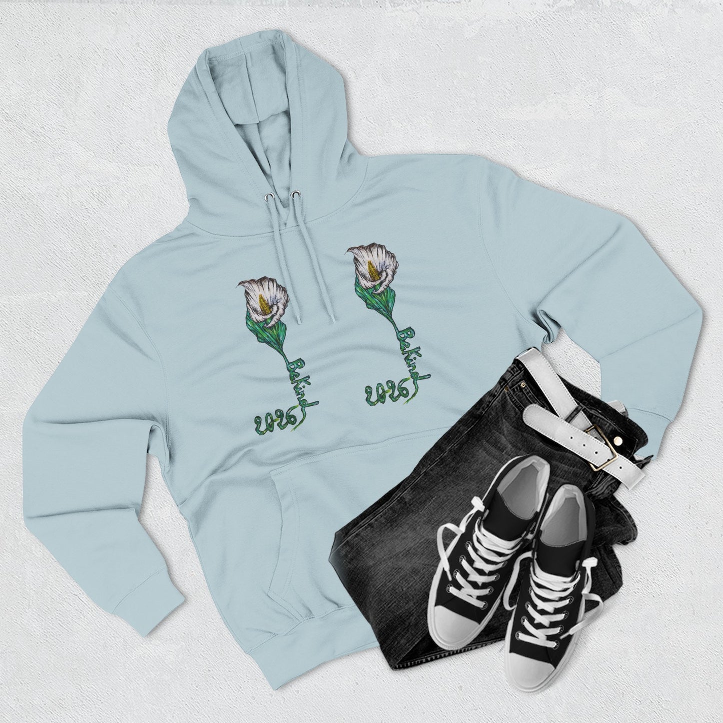 Floral Fleece Hoodie with Inspirational Quote
