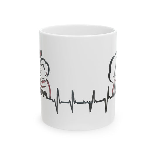 Heartbeat Love Ceramic Mug - Perfect Gift for Couples, Coffee Lovers, Valentine's Day, Anniversaries, Personalized Drinkware