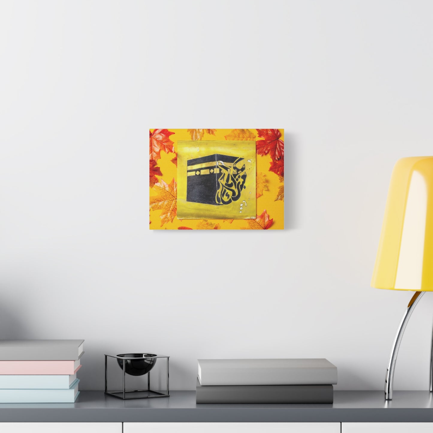 Islamic Kaaba Canvas Wall Art — Autumn Leaves Stretched Matte Print