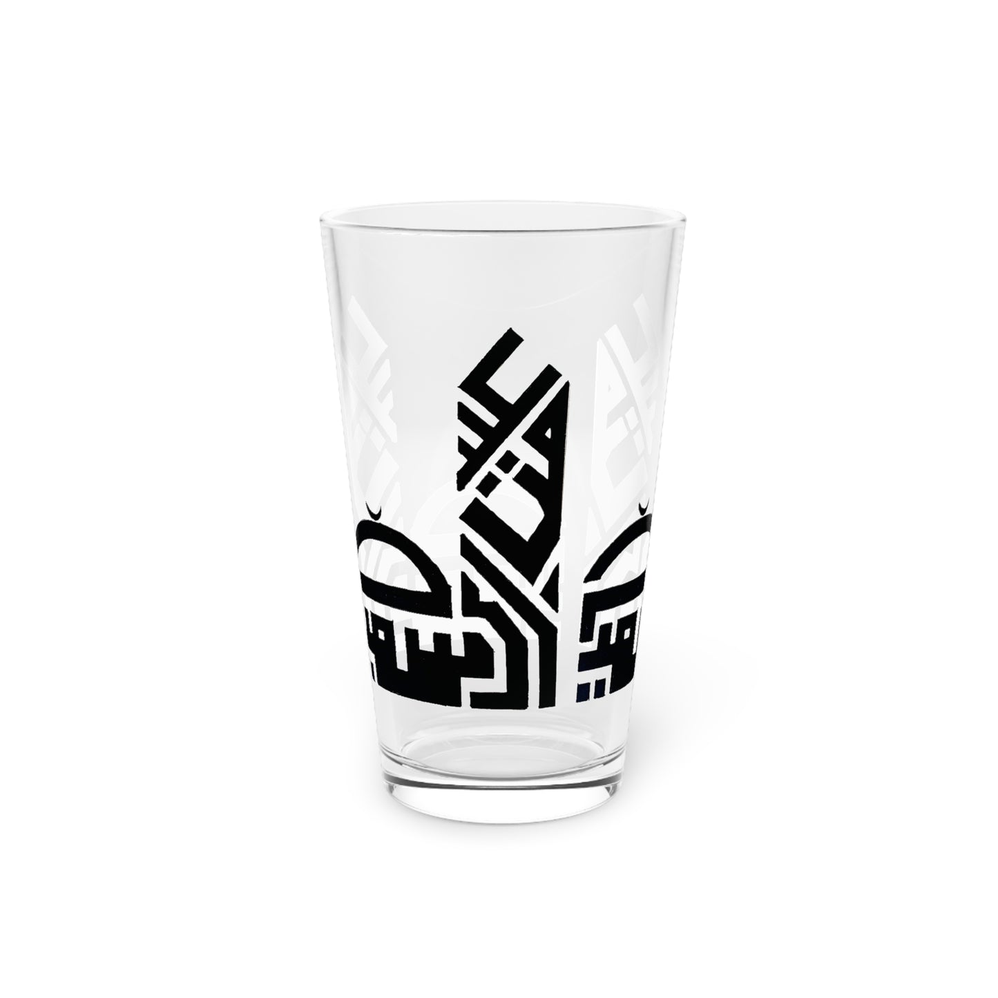 Cultural Art Pint Glass - 16oz Black Design for Home & Parties