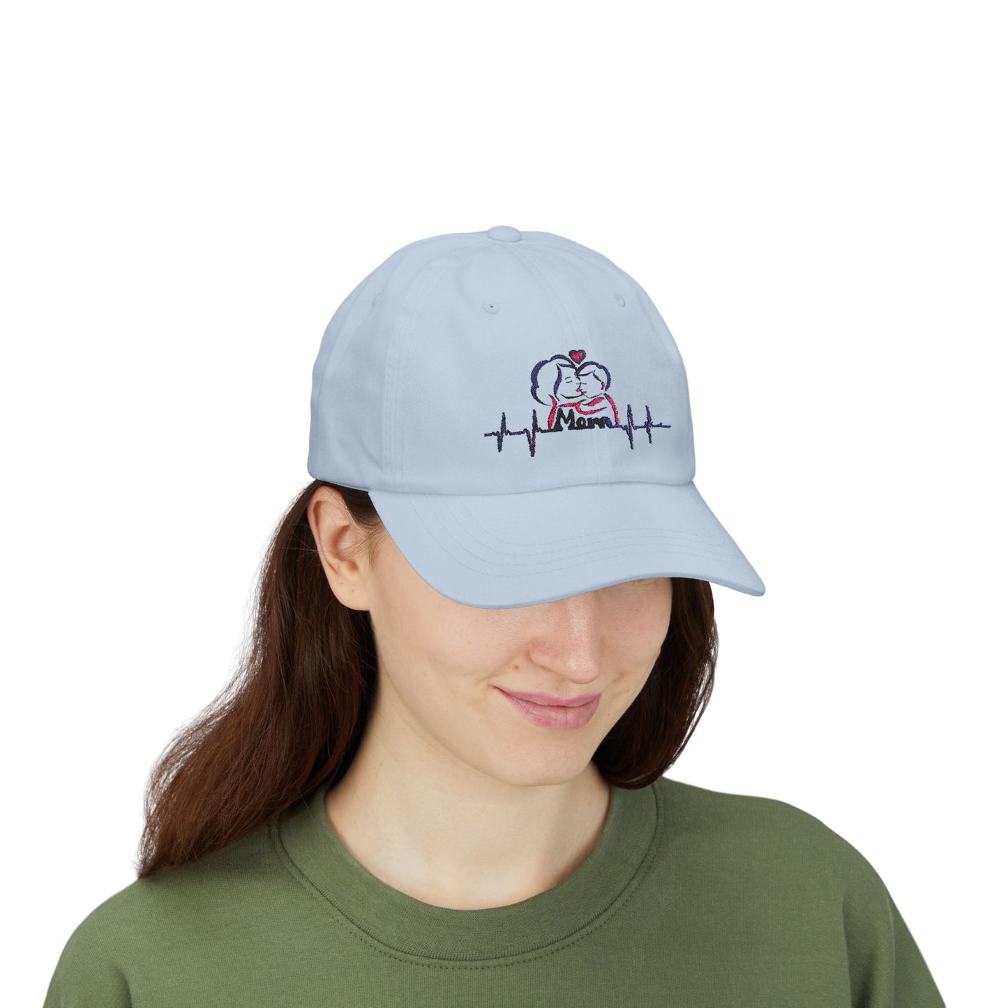 Embroidered Mom Heartbeat Classic Dad Cap | Gift for Parents, Casual Wear, Mom Gift, Family Hat, Trendy Accessory