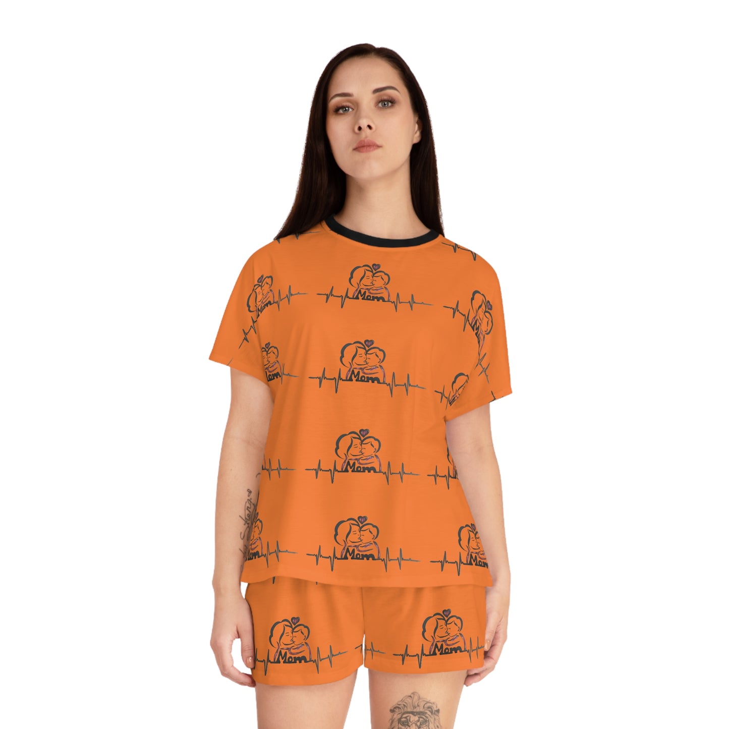 Cute Women's Pajama Set, Cozy Sleepwear for Her, Fun Orange Loungewear, Perfect for Nightwear, Gifts for Mom, Relaxing Home Outfits