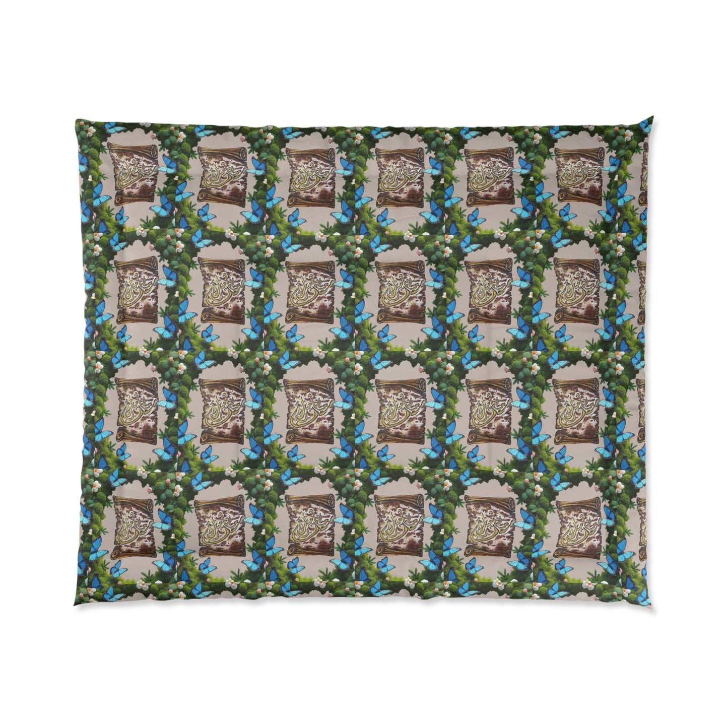 Botanical Memorial Comforter - Floral Graveyard Headstone Pattern Comforter