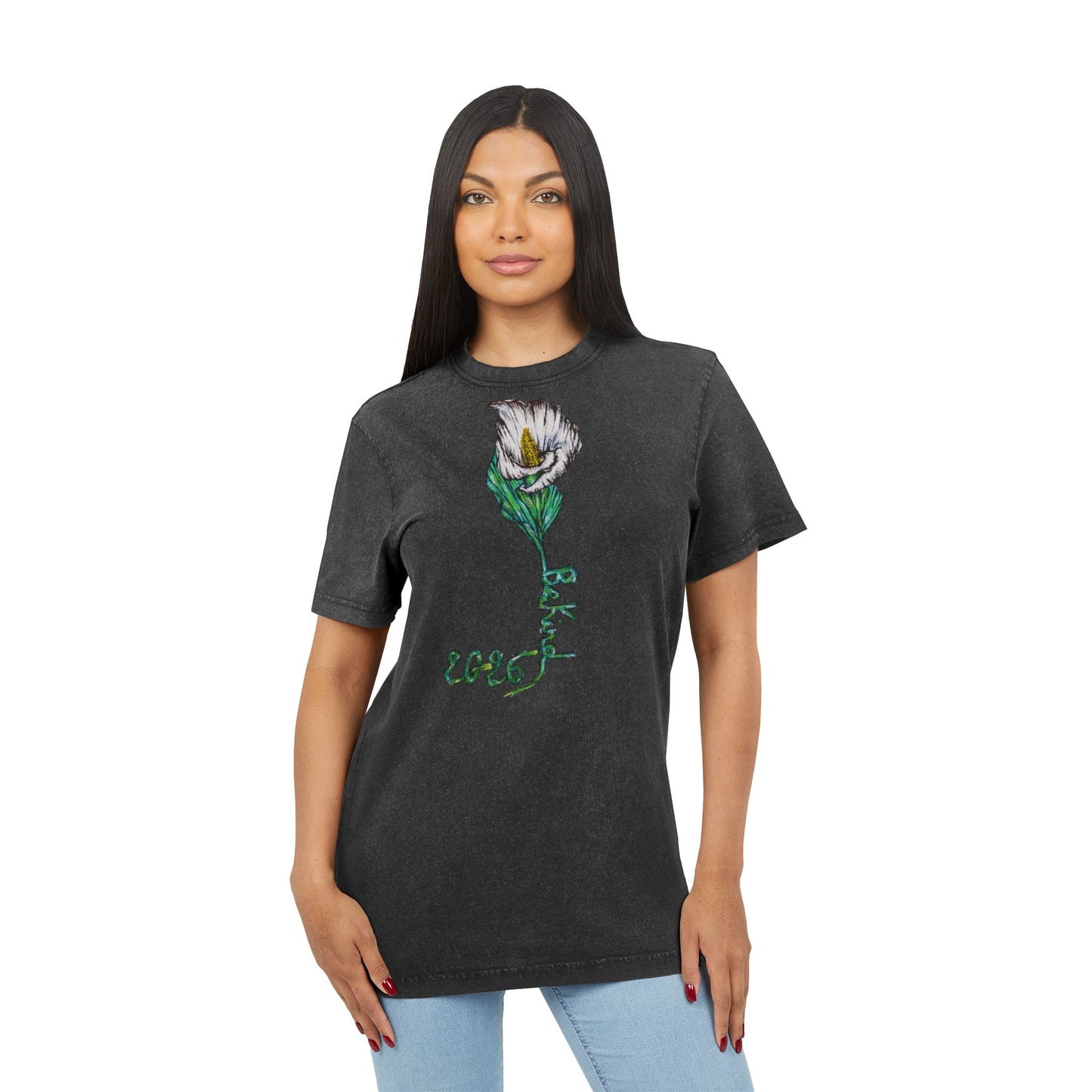 Acid Washed Floral Tee - Vintage Style Graphic T-Shirt for Casual Wear