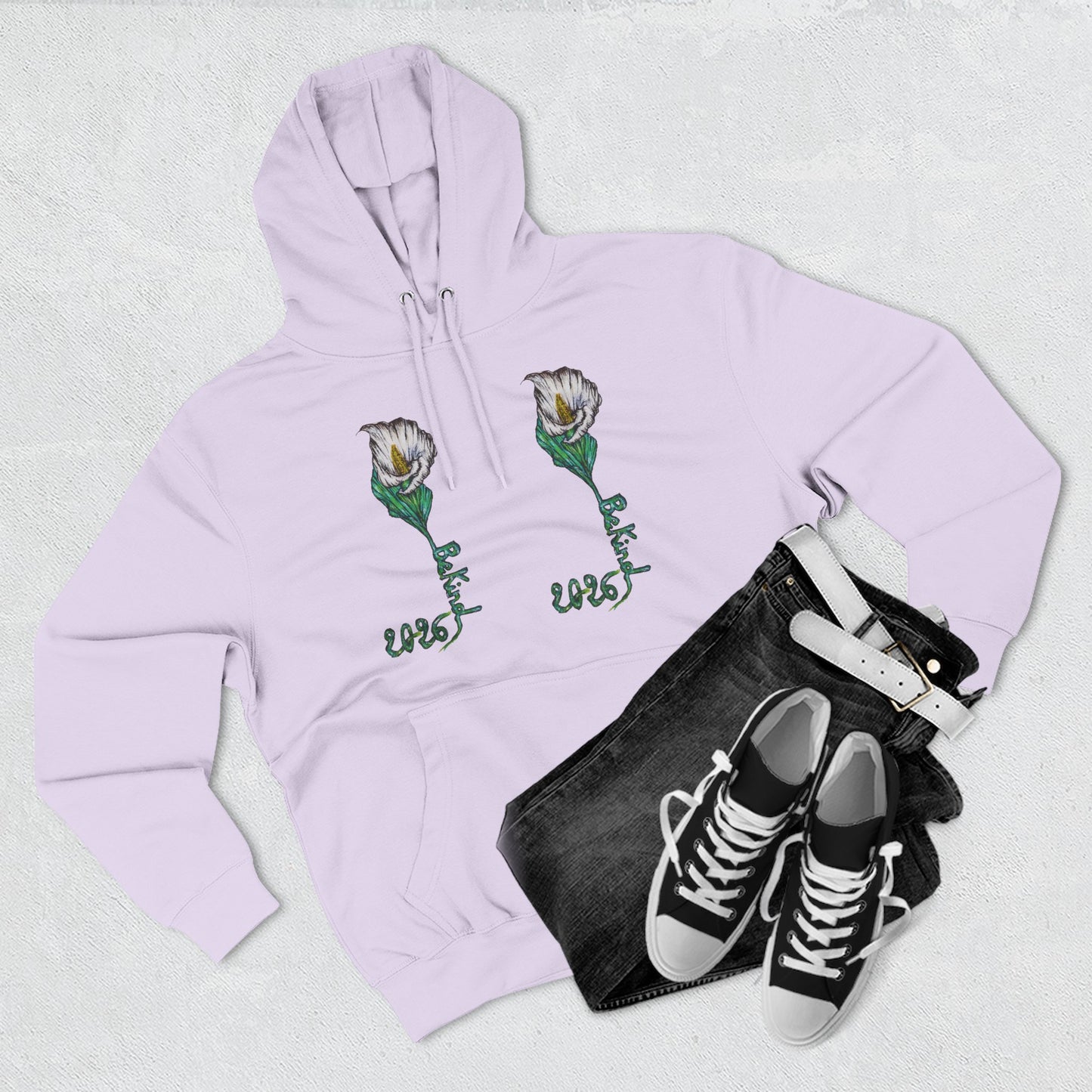 Floral Fleece Hoodie with Inspirational Quote