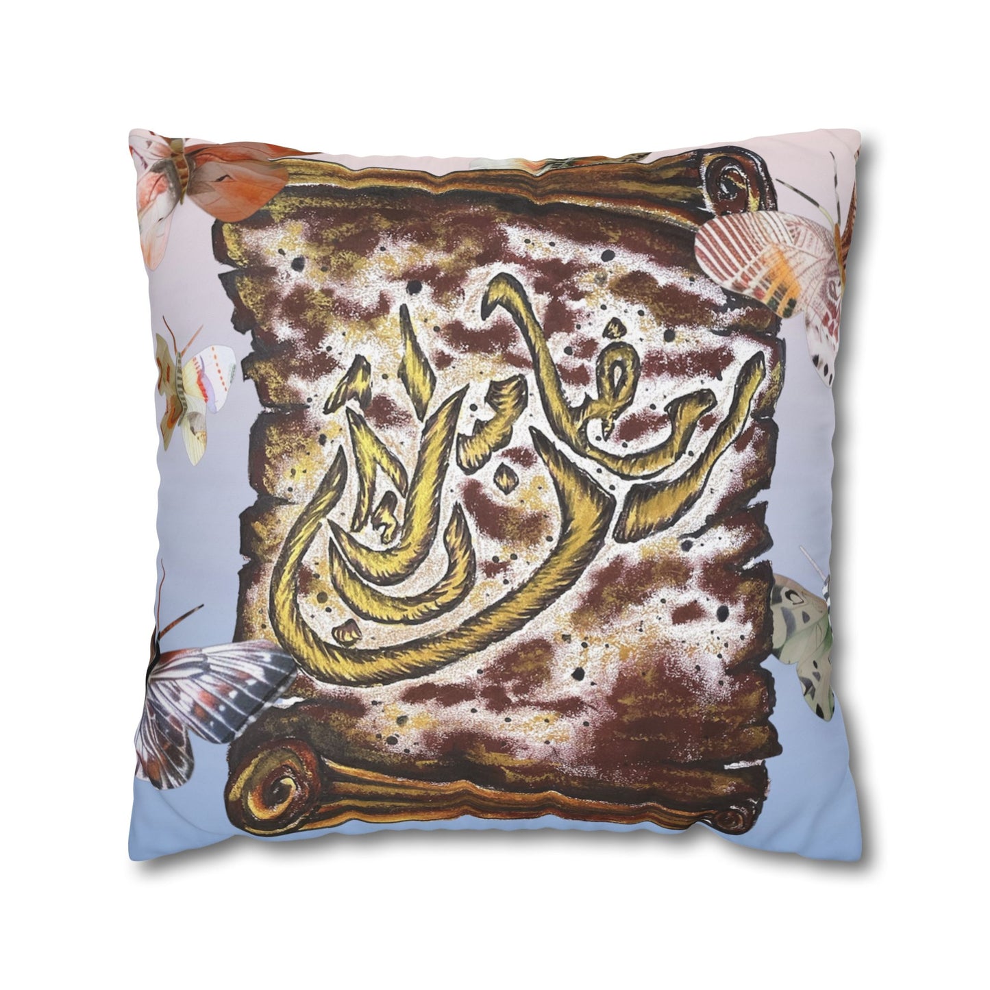 Arabic Calligraphy Scroll Decorative Pillow - Square Canvas Pillowcase