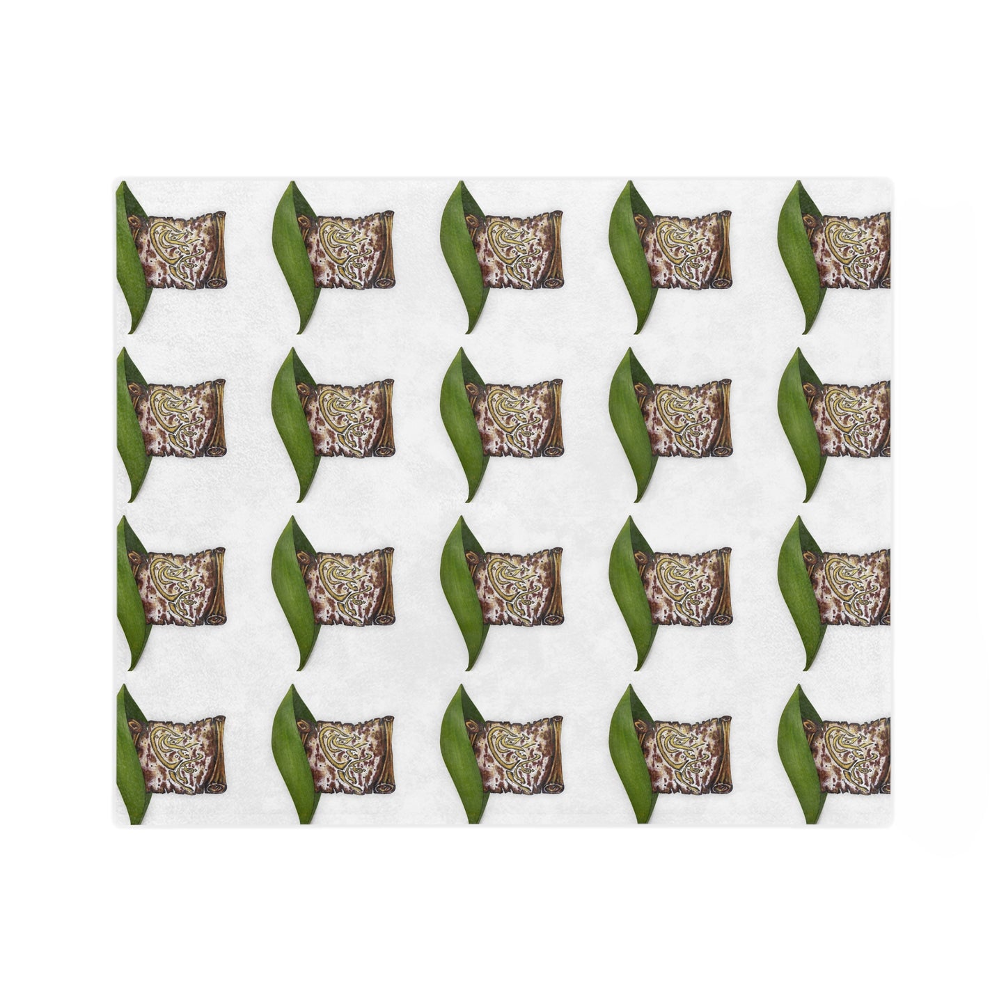 Velveteen Microfiber Blanket — Patterned Leaf & Seed Pillow Cozy Throw