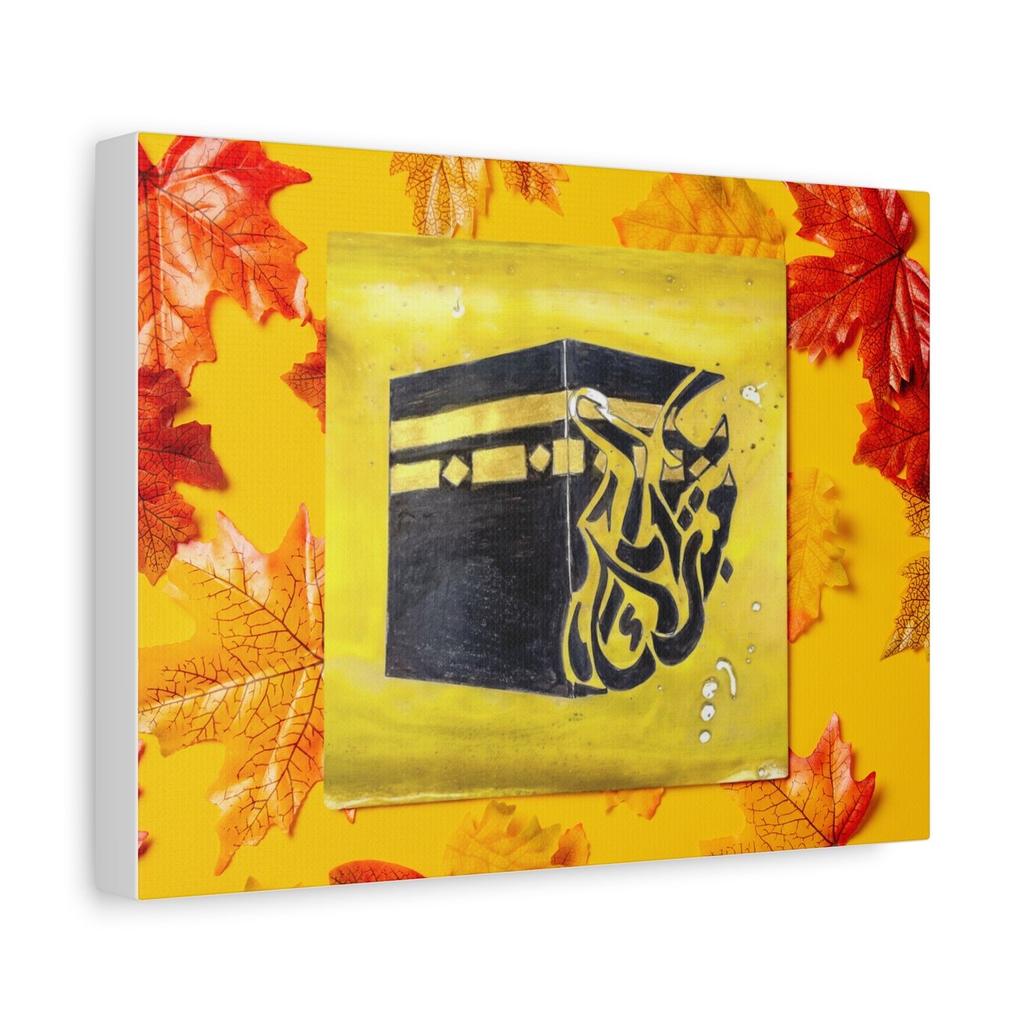 Islamic Kaaba Canvas Wall Art — Autumn Leaves Stretched Matte Print