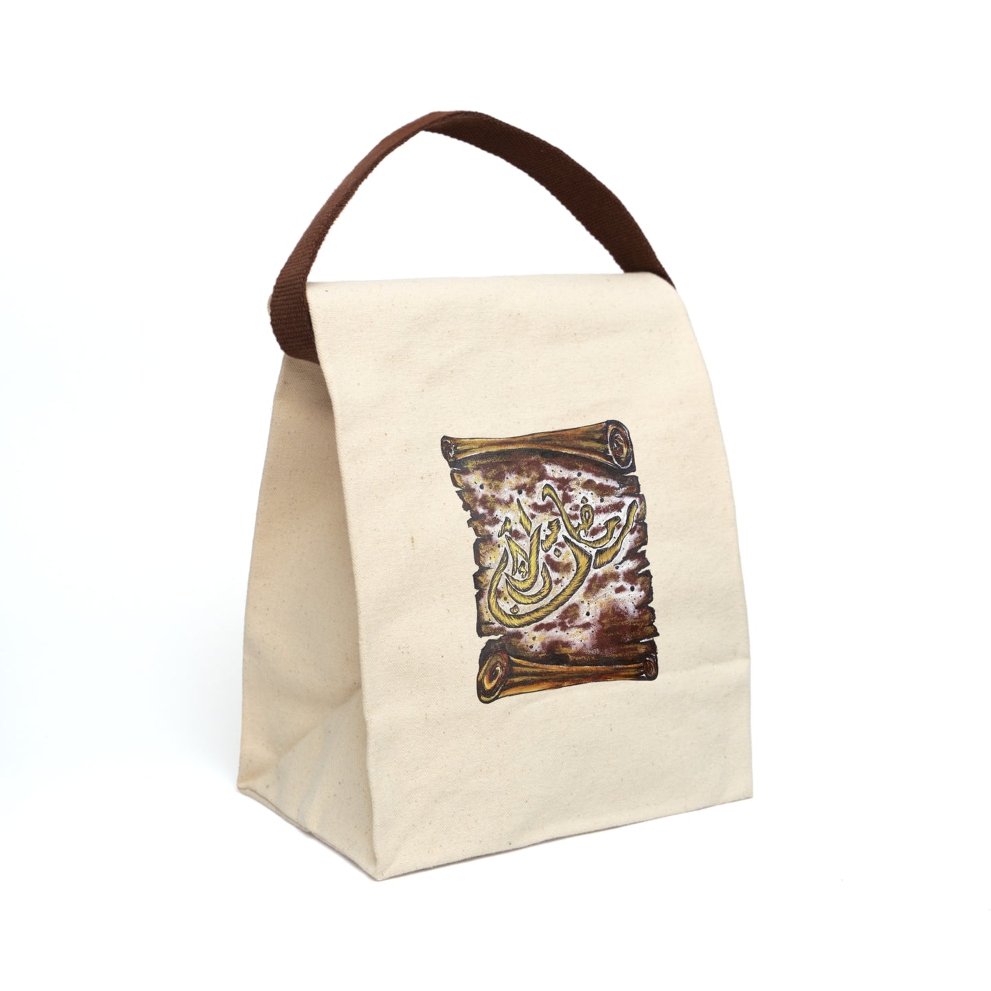Canvas Lunch Bag — Vintage Scroll Arabic Calligraphy Design