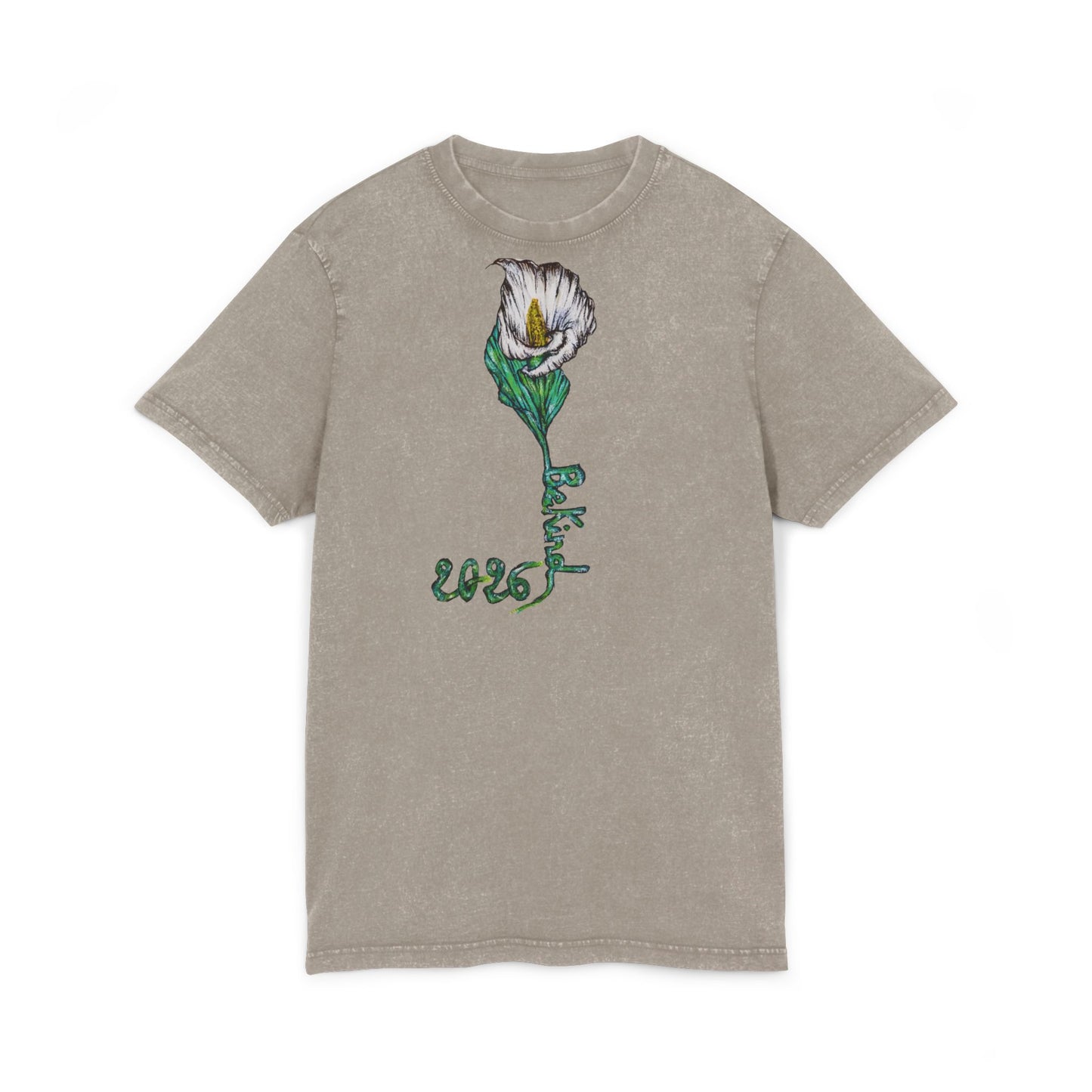 Acid Washed Floral Tee - Vintage Style Graphic T-Shirt for Casual Wear