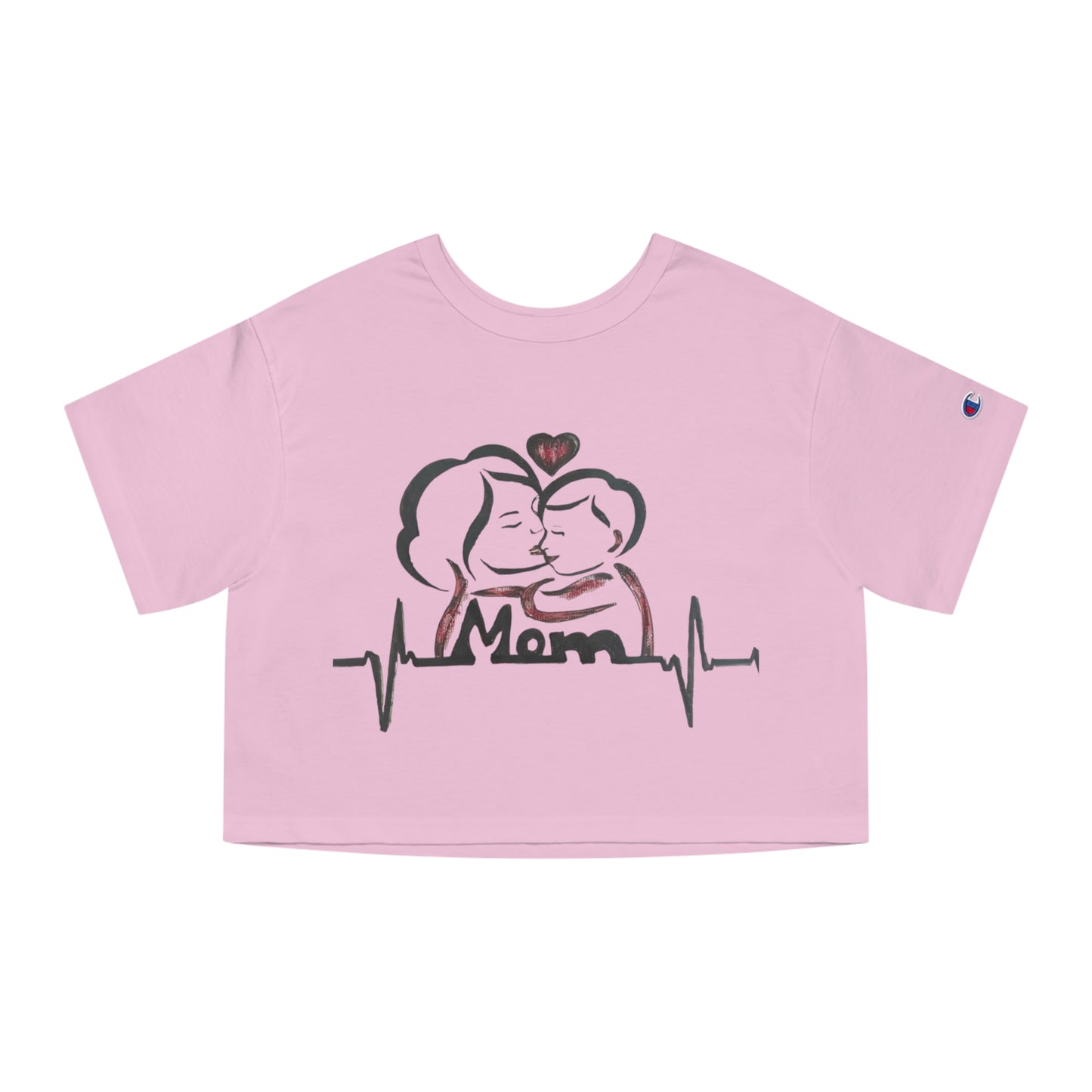 Mom Heartbeat Cropped T-Shirt, Gift for Mothers Day, Cute Tee for Moms, Cropped Top for New Moms, Family Love Shirt
