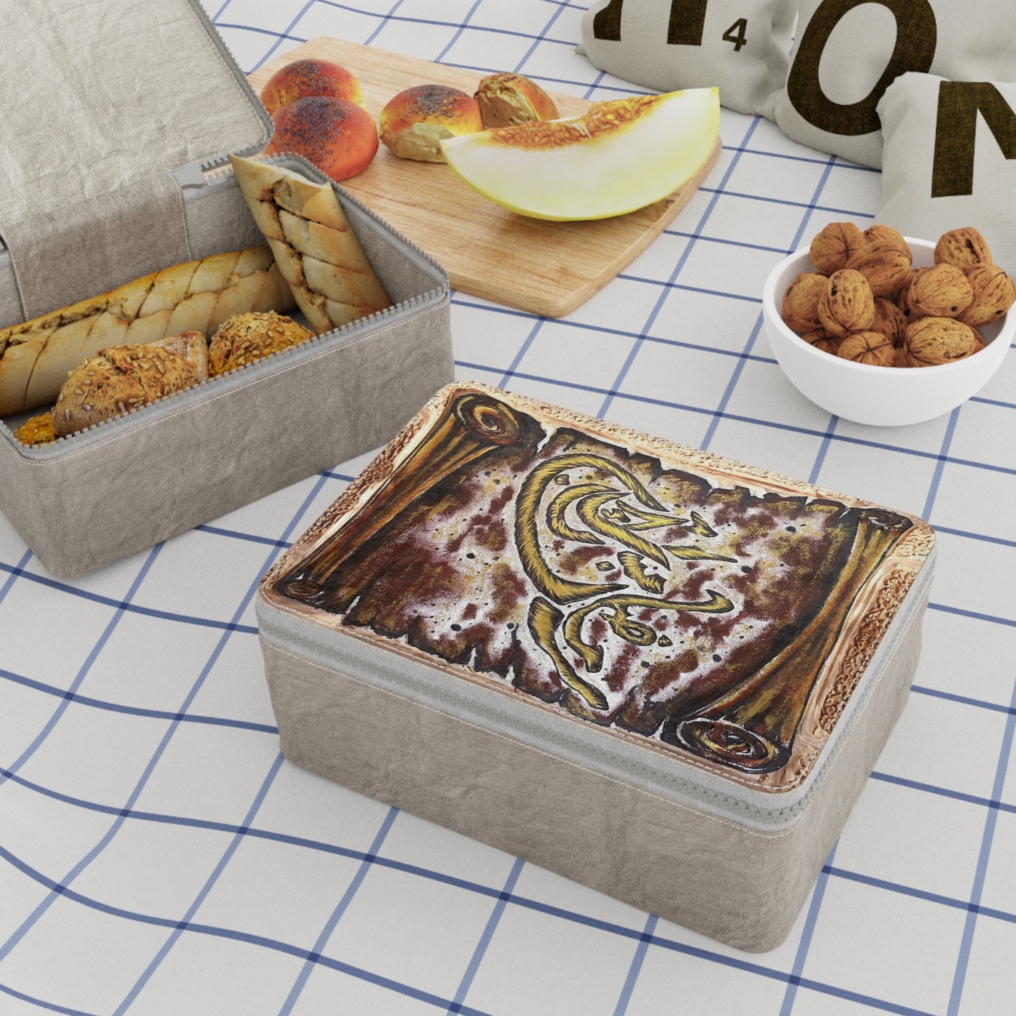 Paper Lunch Bag — Rustic Fox Scroll Illustration Insulated Lunch Tote