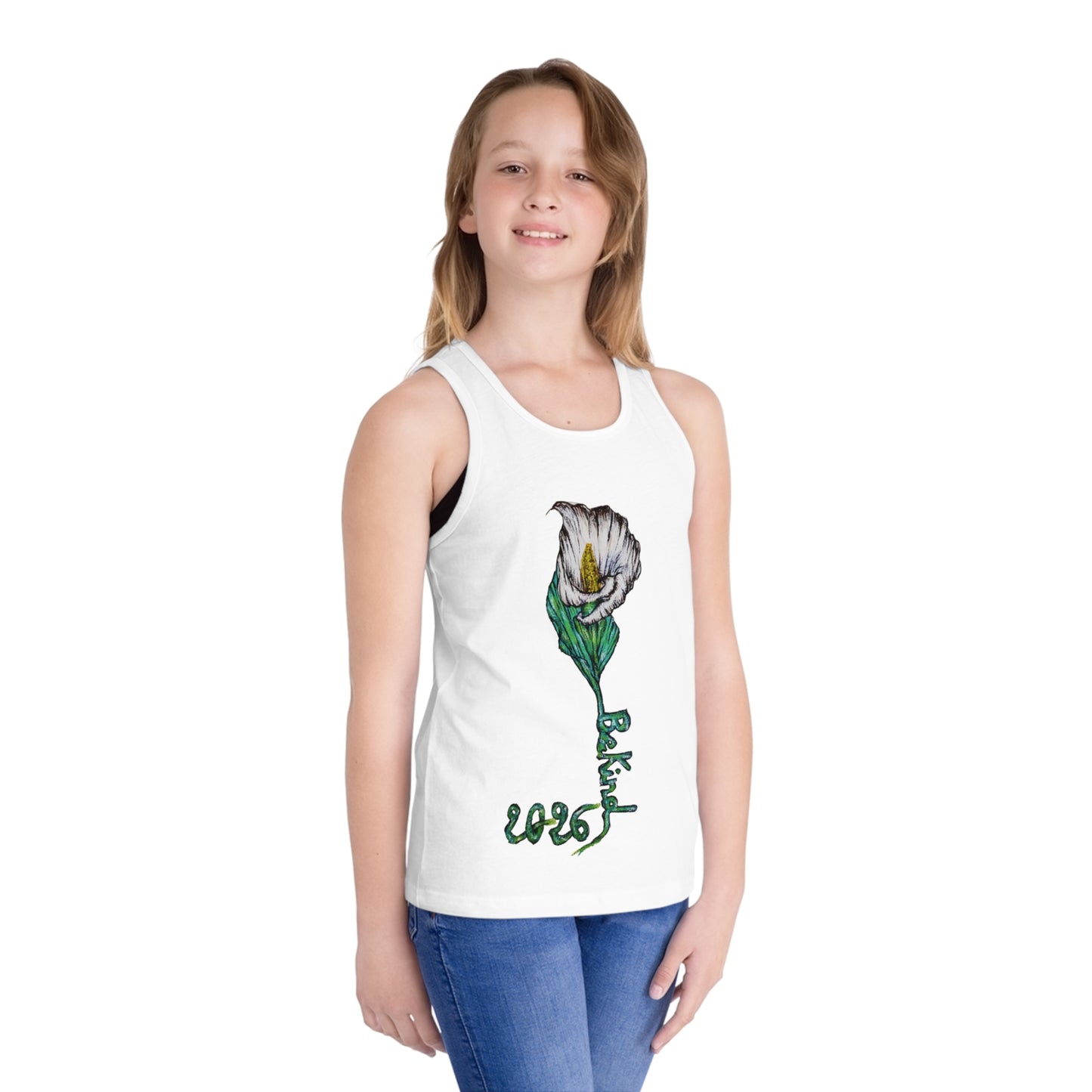 Be Kind Floral Jersey Tank Top for Kids