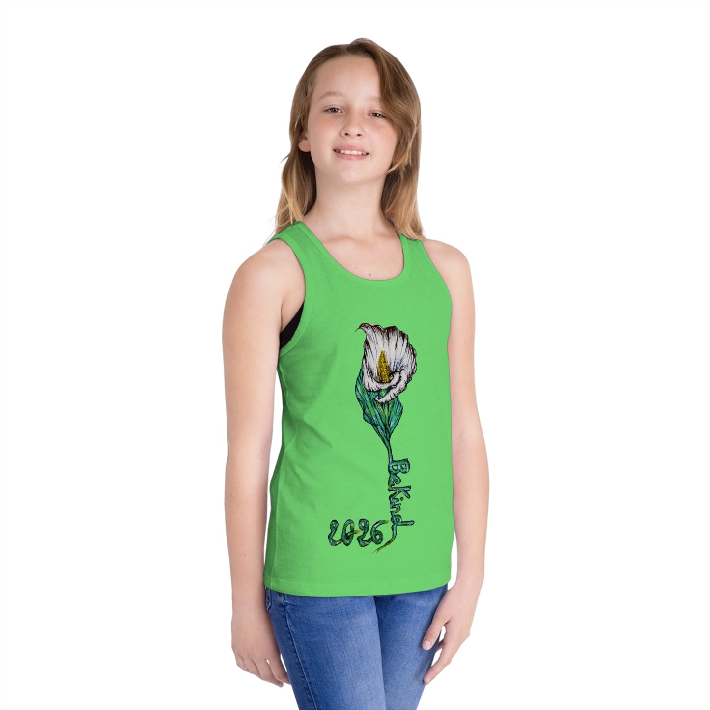 Be Kind Floral Jersey Tank Top for Kids