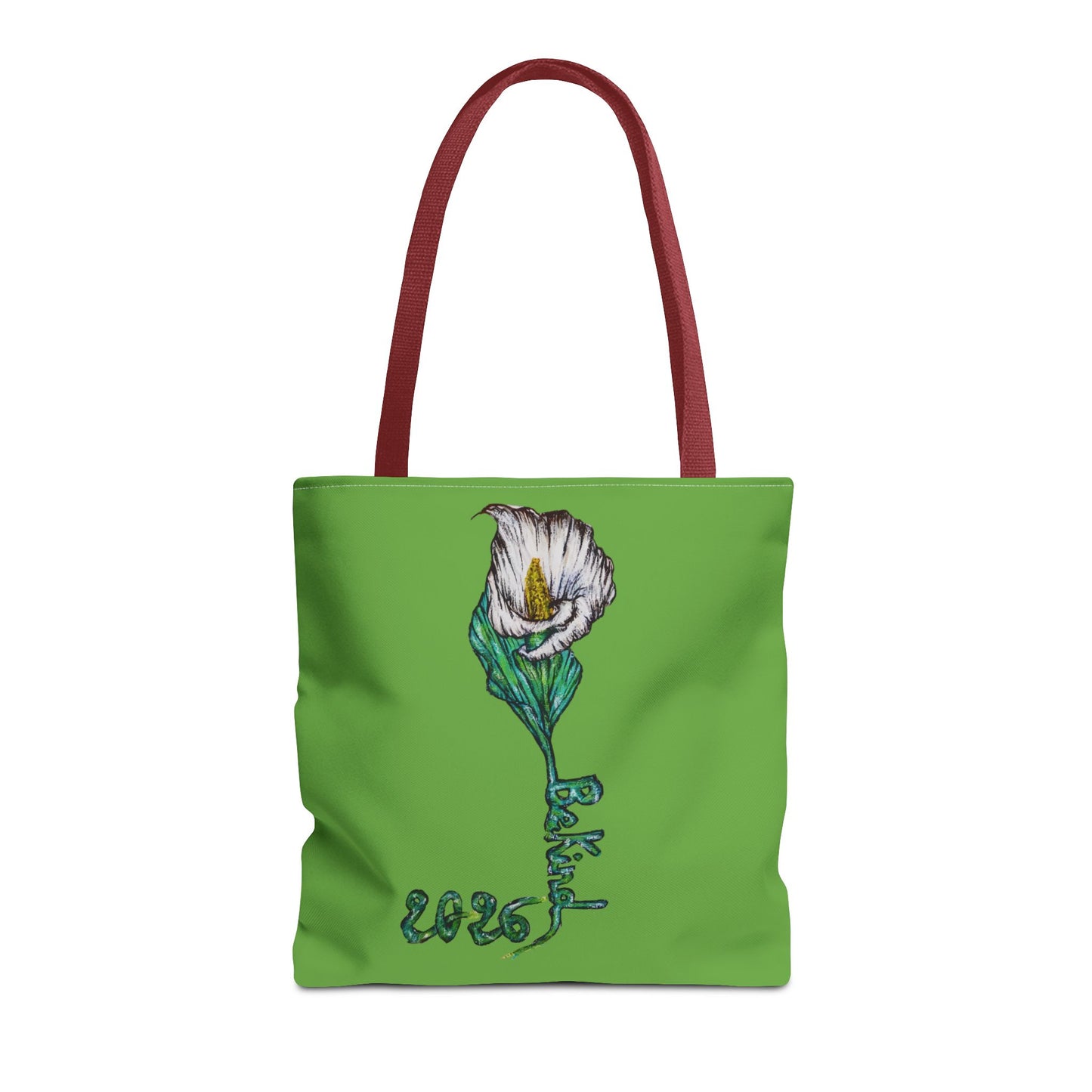Floral Green Tote Bag - Unique Art Design for Everyday Use