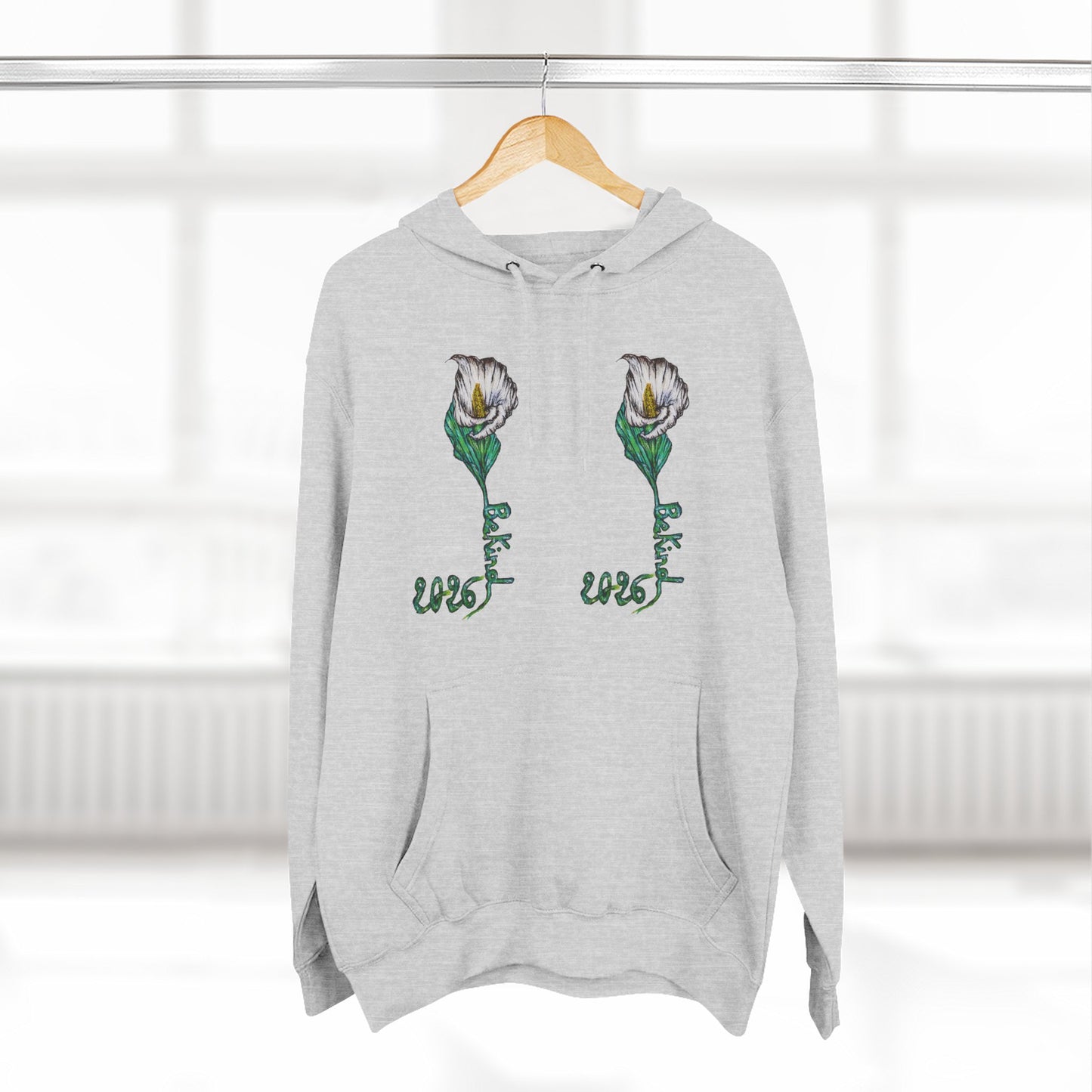 Floral Fleece Hoodie with Inspirational Quote