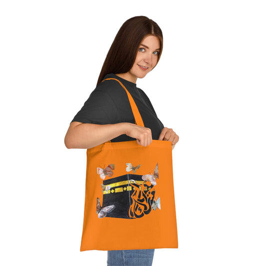 Kaaba & Butterflies Cotton Tote — Islamic Pilgrimage Prayer Bag