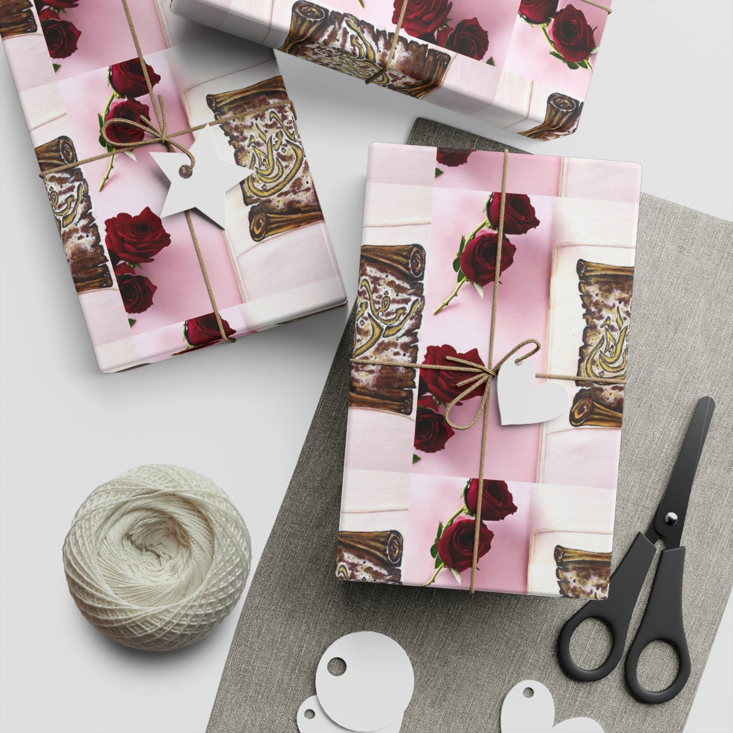 Romantic Rose & Gift Box Wrapping Paper Sheet