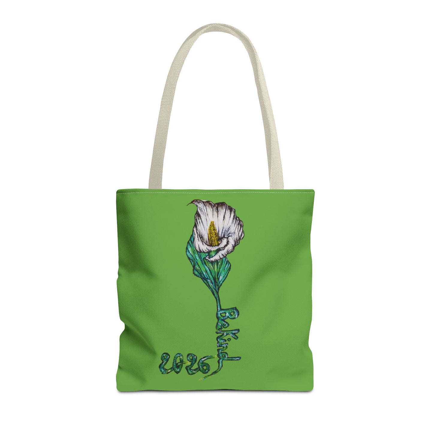 Floral Green Tote Bag - Unique Art Design for Everyday Use