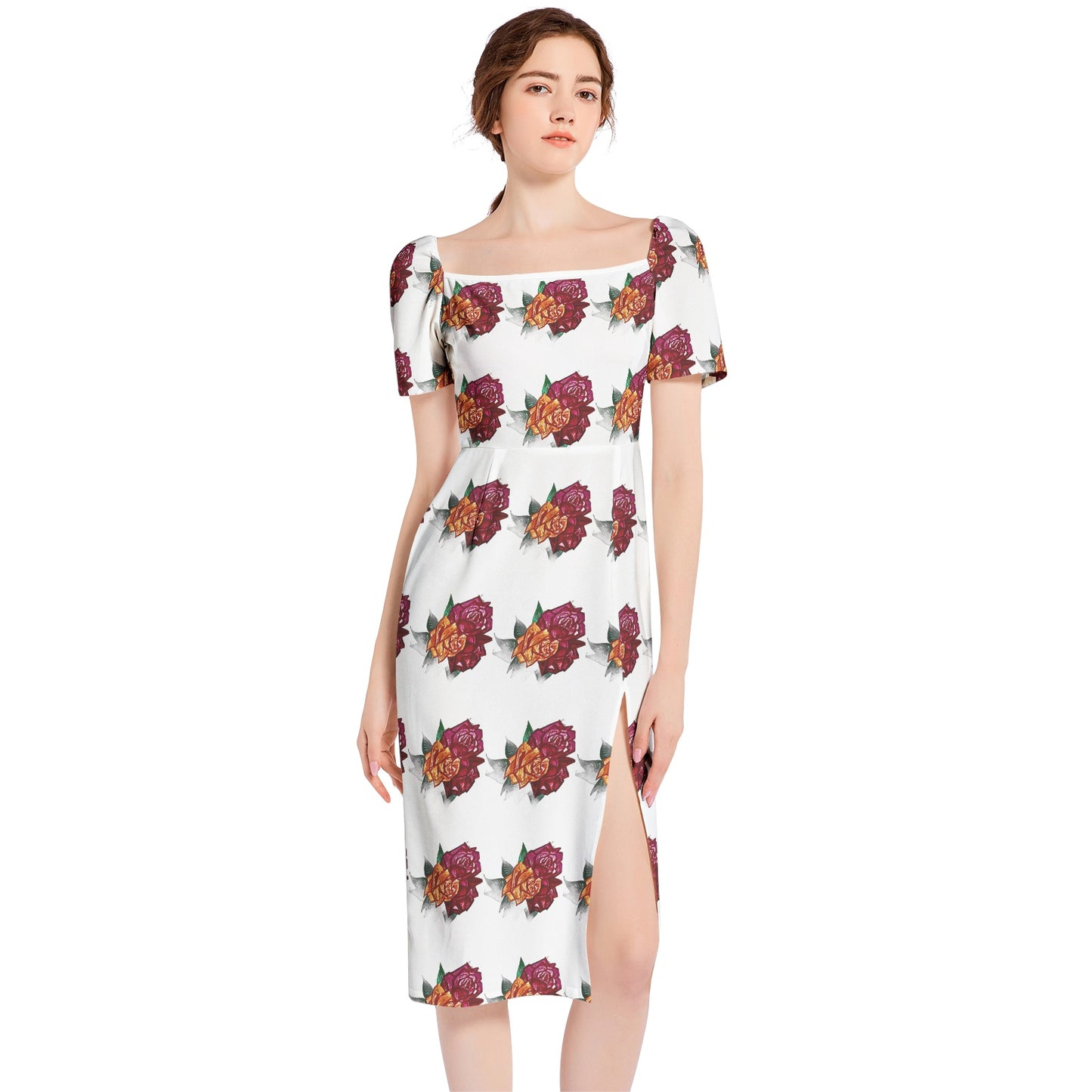 Split Thigh Midi Bodycon Dress