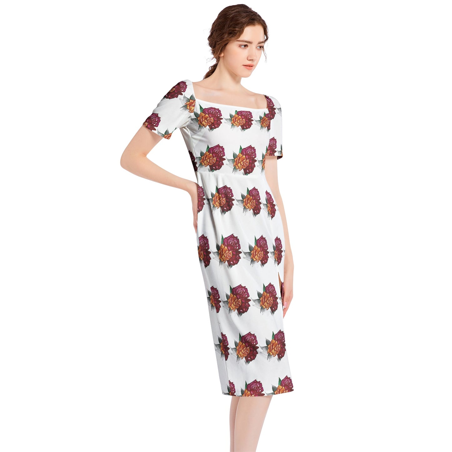Split Thigh Midi Bodycon Dress