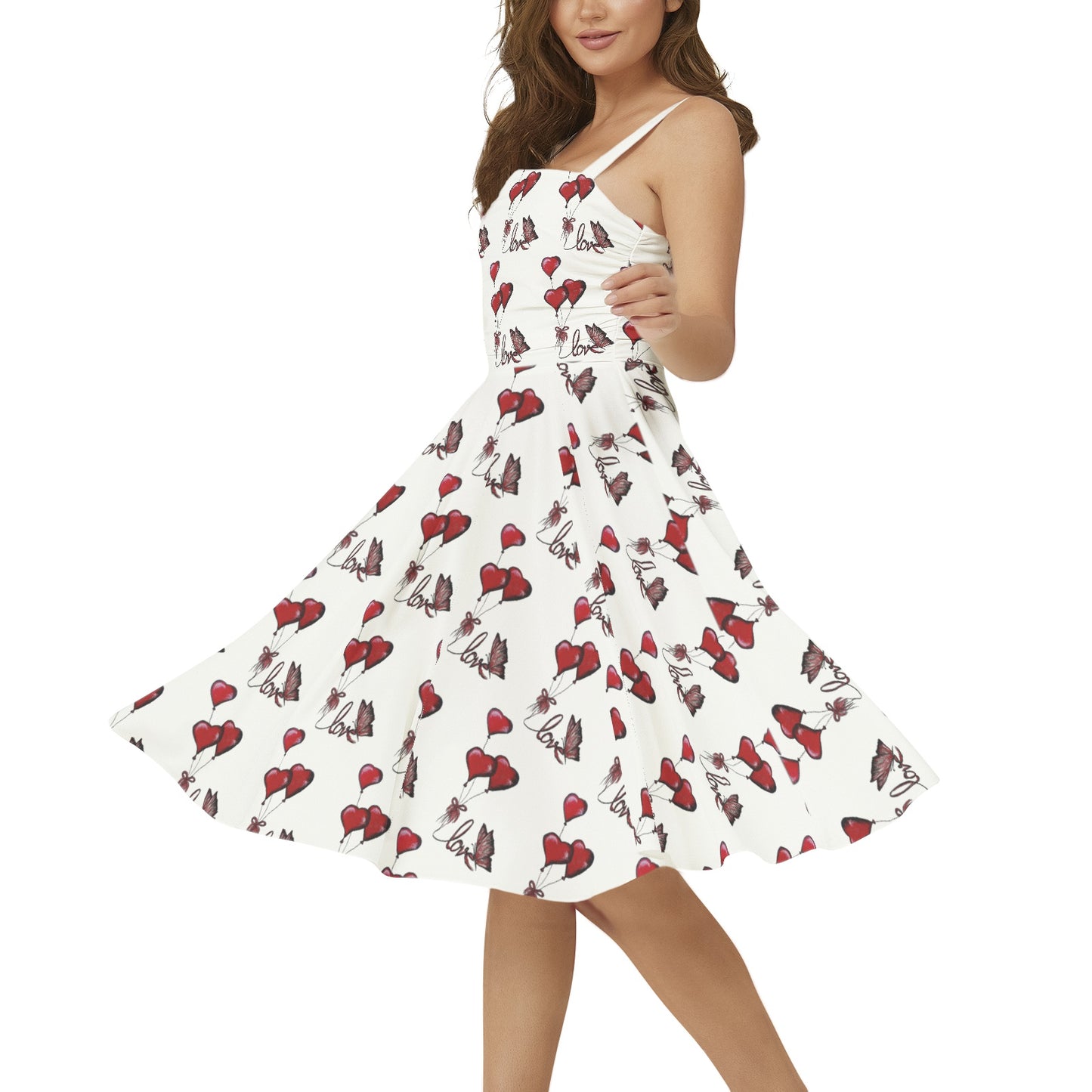 Sleeveless Square Neck Flare Hem Midi Dress
