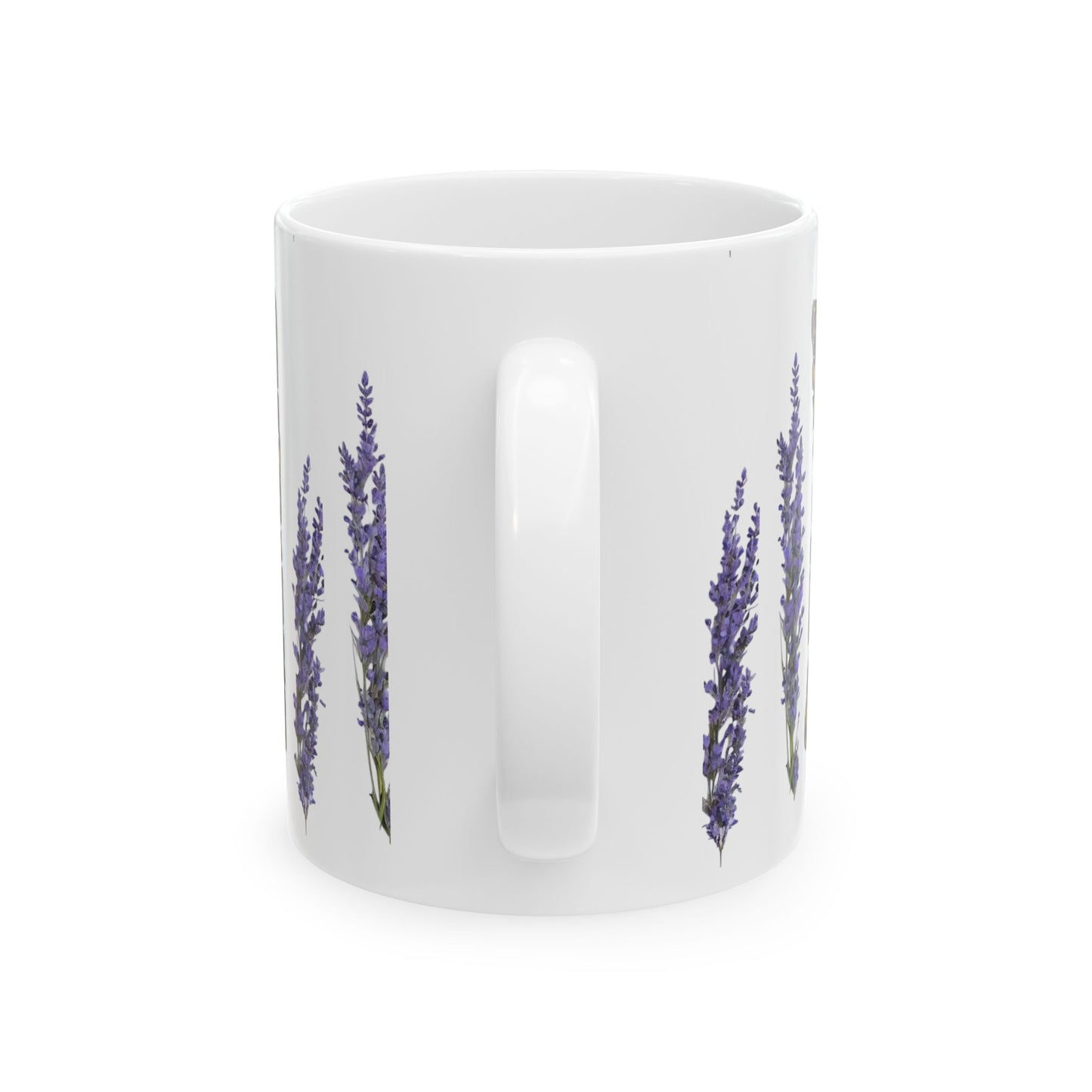 Lavender & Scroll Ceramic Mug – Botanical Tea Coffee Cup (11oz, 15oz)