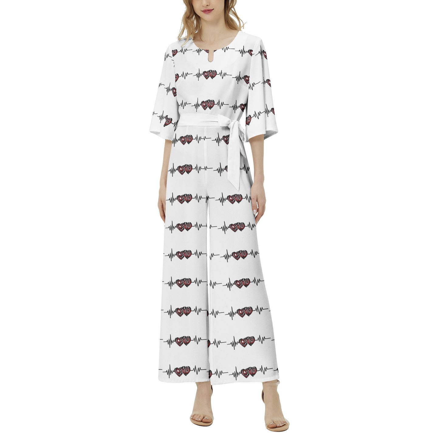 Dolman Sleeve Belted Wide Leg Jumpsuit