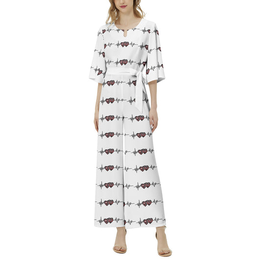 Dolman Sleeve Belted Wide Leg Jumpsuit