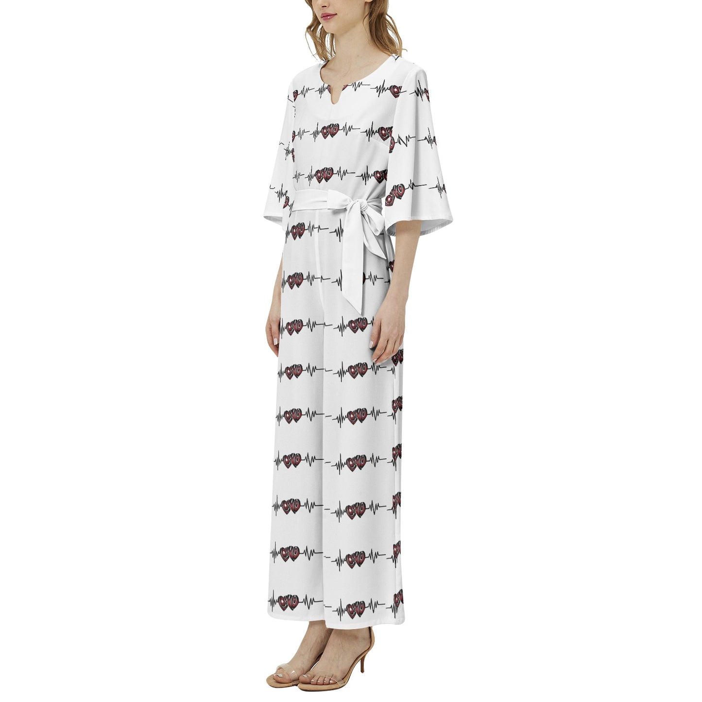 Dolman Sleeve Belted Wide Leg Jumpsuit