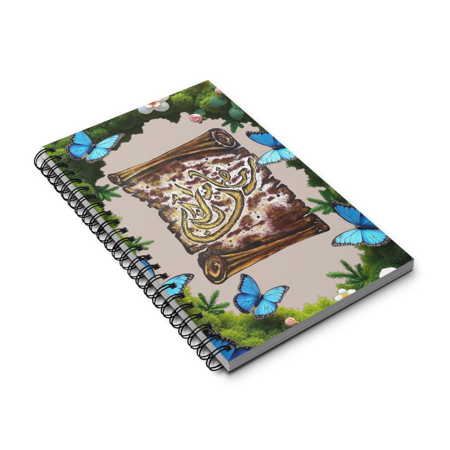 Butterfly & Floral Spiral Journal — Arabic Calligraphy Nature Notebook