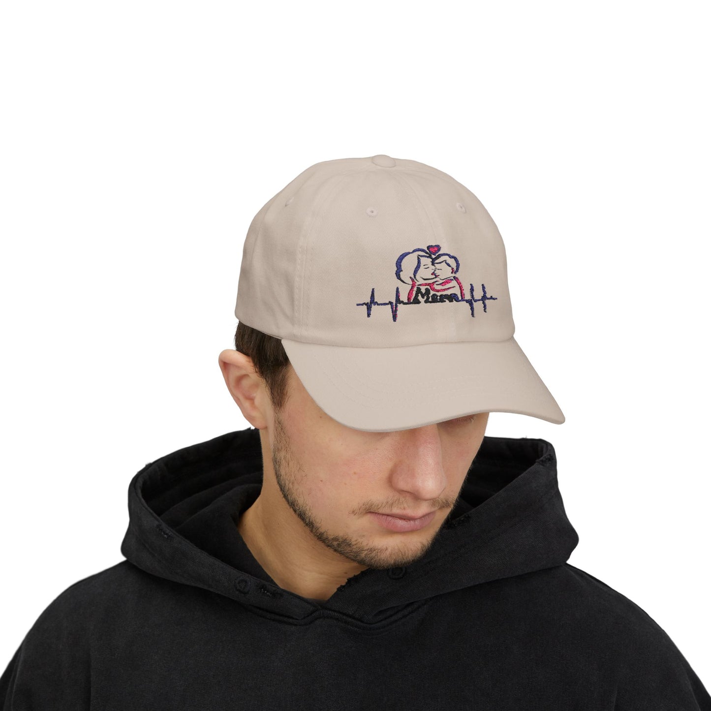 Embroidered Mom Heartbeat Classic Dad Cap | Gift for Parents, Casual Wear, Mom Gift, Family Hat, Trendy Accessory