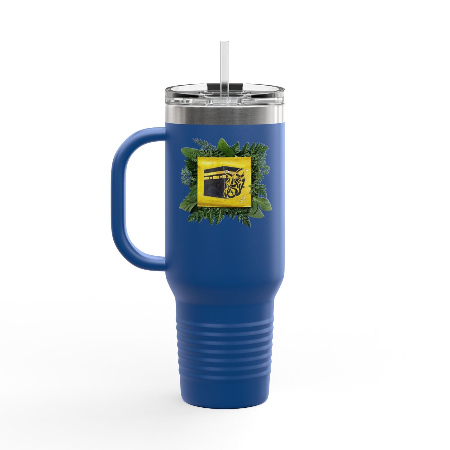 40oz Insulated Travel Mug — Tropical Hibiscus Floral Logo Design