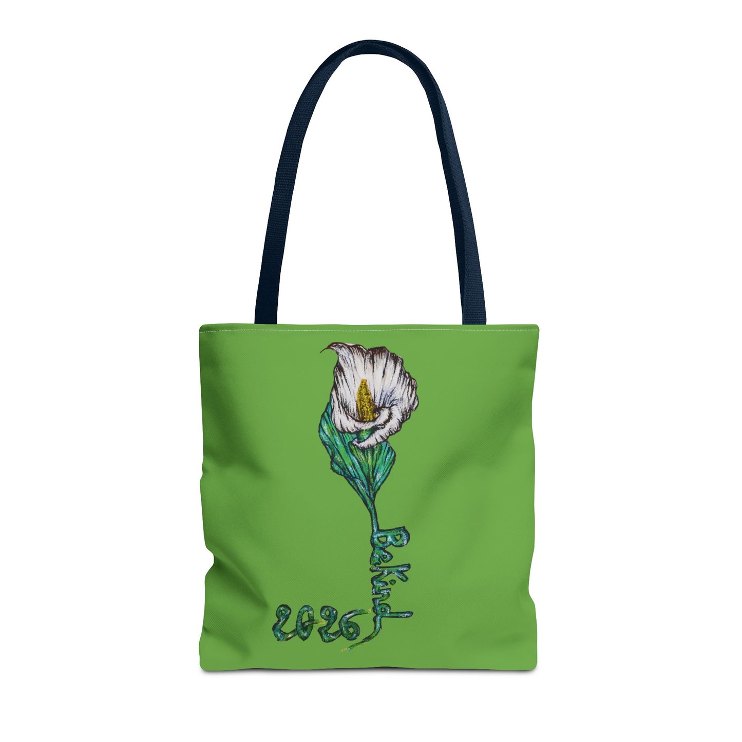 Floral Green Tote Bag - Unique Art Design for Everyday Use